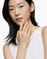 Petite Helena Ring in 18K Yellow Gold with Emeralds and Diamonds, 2.5mm